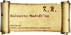Kolovits Madléna névjegykártya
